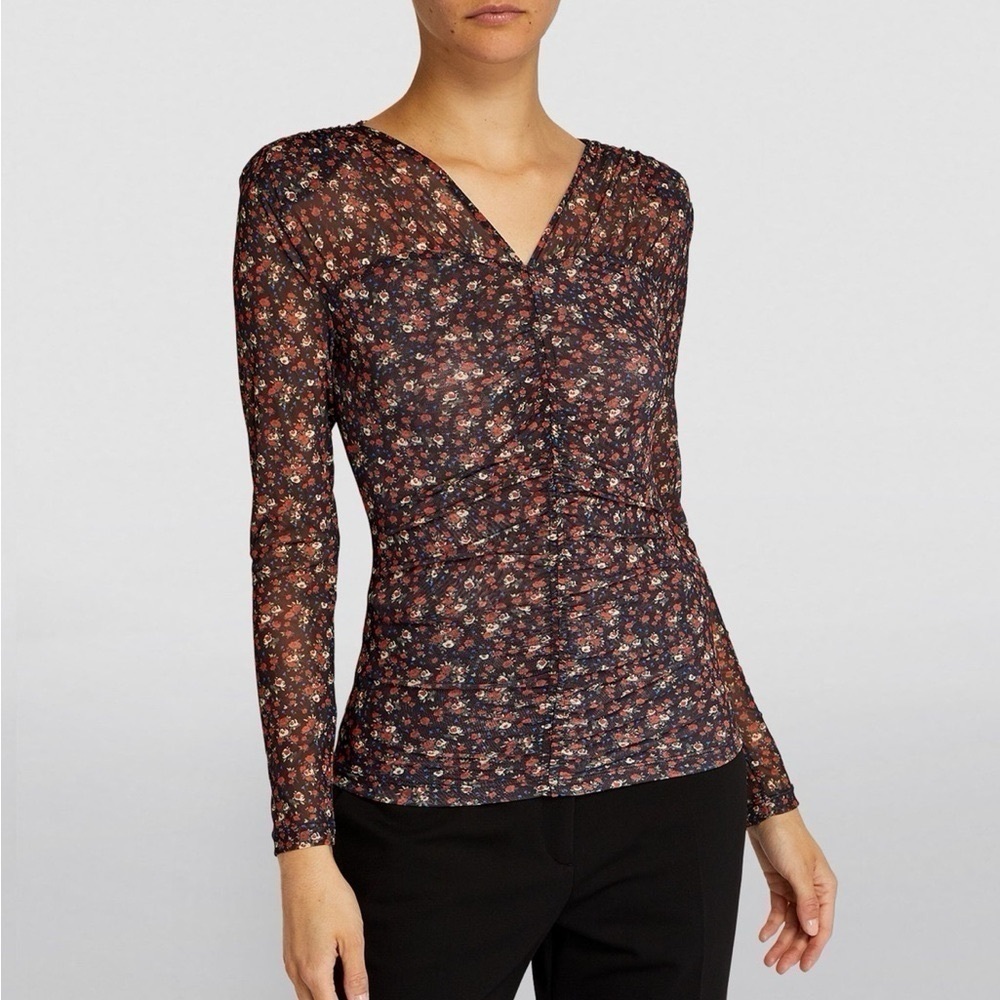 NEW Sandro Women’s Bethanie Mesh Floral Print Top